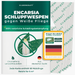 Tüte eines Produktes mit dem Titel Schlupfwespen gegen Weiße Fleigen. Ein Weiße Fliege sitzt auf einem Blatt.