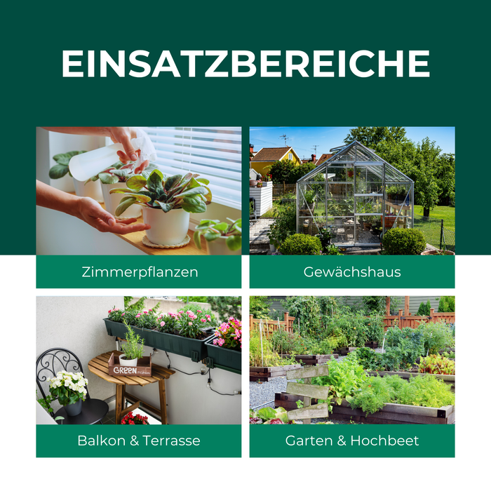 Einsatzbereiche der Raubmilben Mischung: Zimmerpflanzen, Gewächshaus, Balkon und Garten