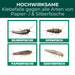 Darstellung verschiedener Fischchenarten wie Papierfisch, Silberfisch, Ofenfisch und Geisterfisch