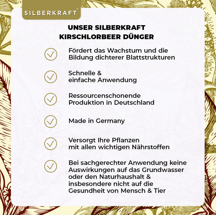 Kirschlorbeer Dünger - Mineralischer NPK Flüssigdünger mit Stickstoff - Dünger für Kirschlorbeer - Lorbeer Dünger - Silberkraft