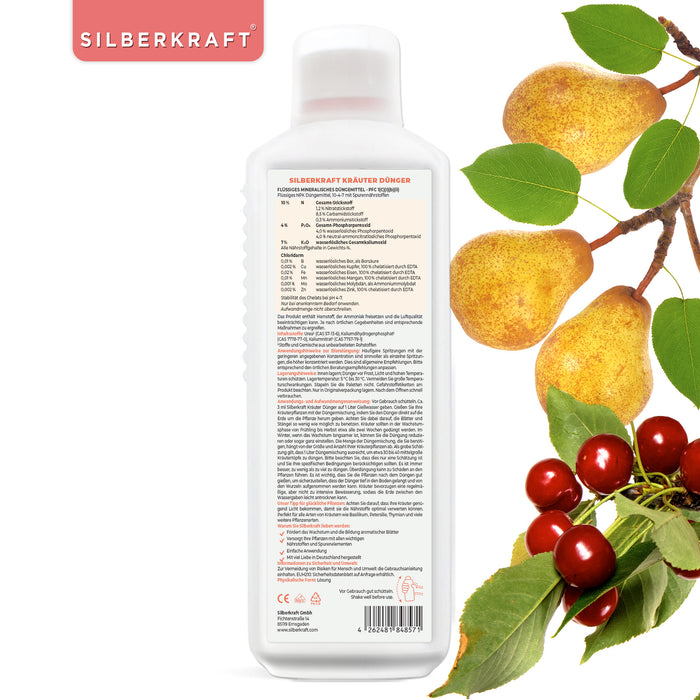 Obstbaumdünger - Mineralischer NPK Flüssigdünger mit Stickstoff - Dünger für Obstbäume - Apfelbäume und Kirschbäume düngen - Silberkraft