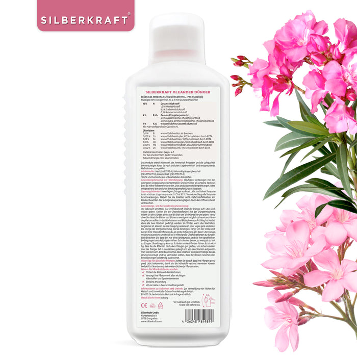 Oleander Dünger - Mineralischer NPK Flüssigdünger mit Stickstoff - Dünger für Oleander - Silberkraft