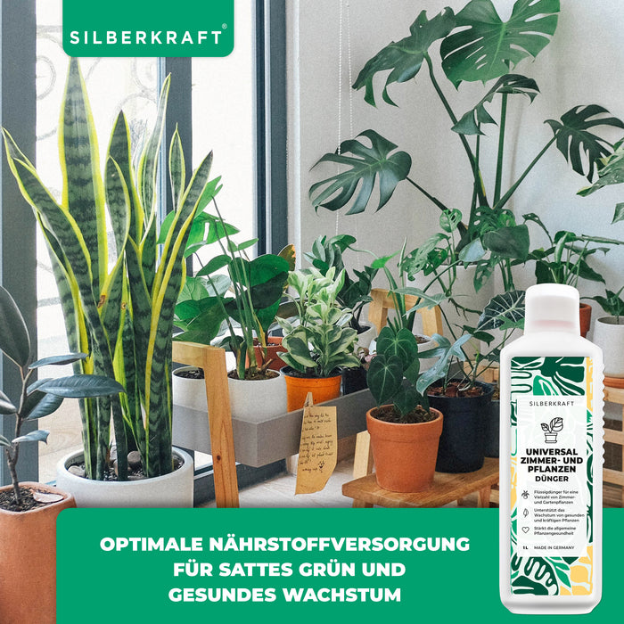 Universaldünger für Zimmer- und Gartenpflanzen - Mineralischer NPK Flüssigdünger mit Stickstoff - Dünger für Gemüse - Pflanzendünger - Silberkraft