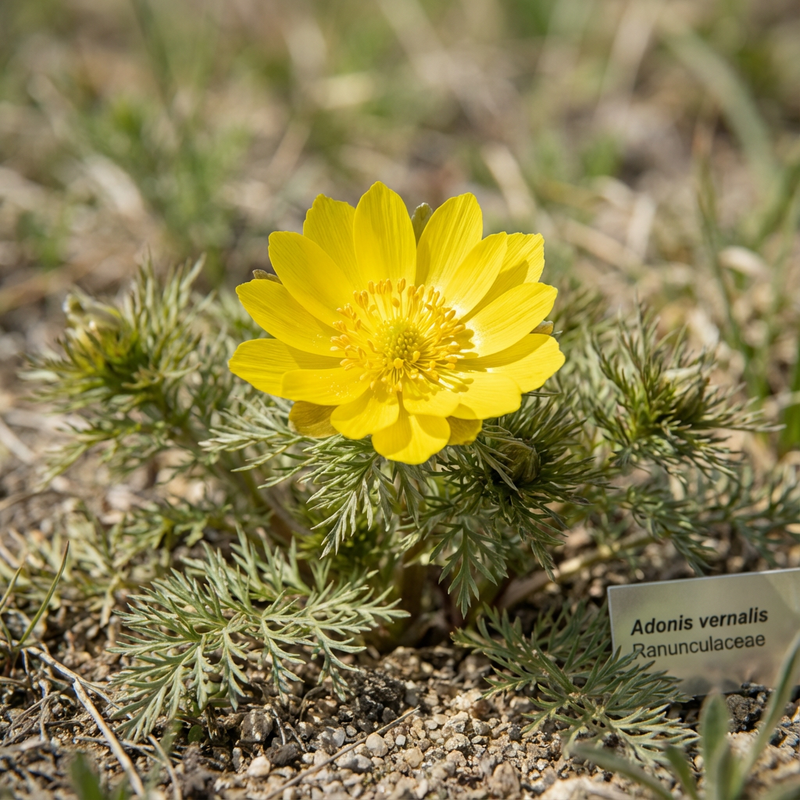 Adonisröschen (Adonis vernalis), KI-Illustration