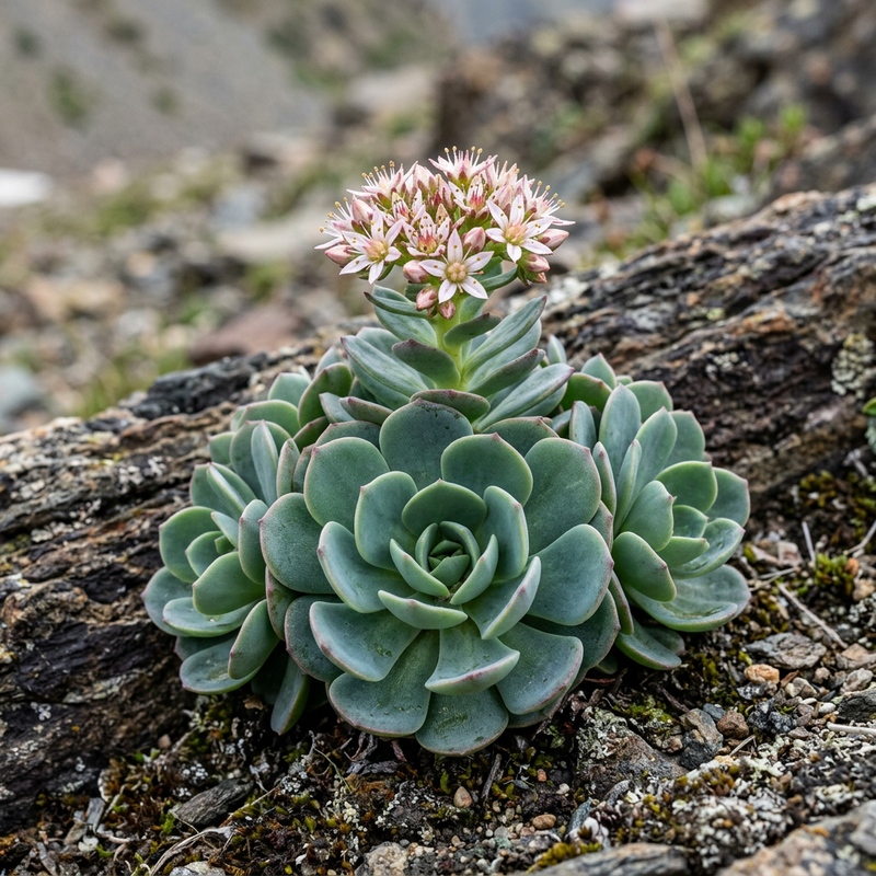 Afghanisches Fettblatt (Rhodiola pachyclados), KI-Illustration