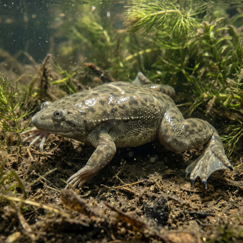 Afrikanischer Krallenfrosch (Xenopus laevis), KI-Illustration