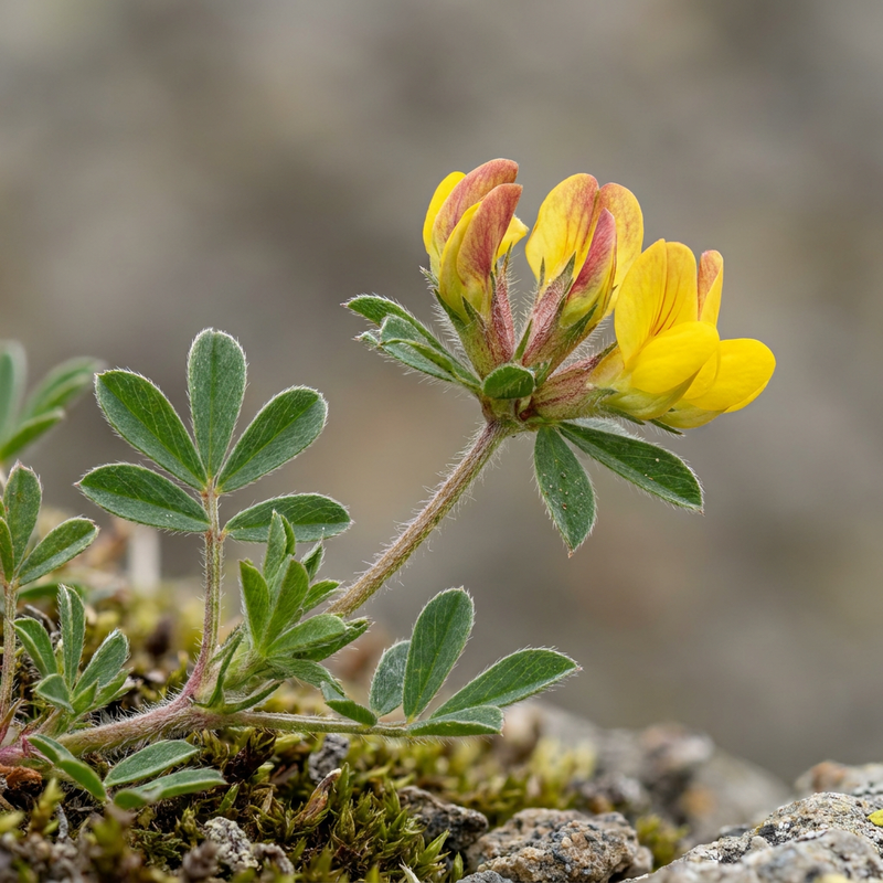 Alpen-Hornklee (Lotus alpinus), KI-Illustration