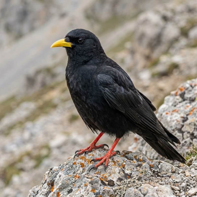 Alpendohle (Pyrrhocorax graculus), KI-Illustration