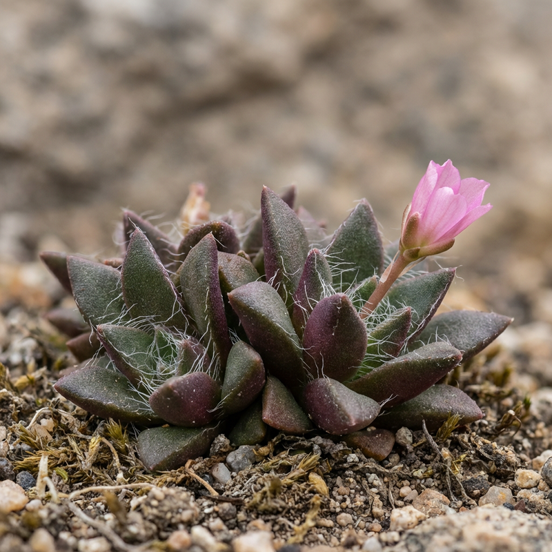 Sand-Rose (Anacampseros rufescens), KI-Illustration