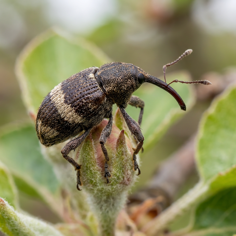 Apfelblütenstecher (Anthonomus pomorum), KI-Illustration