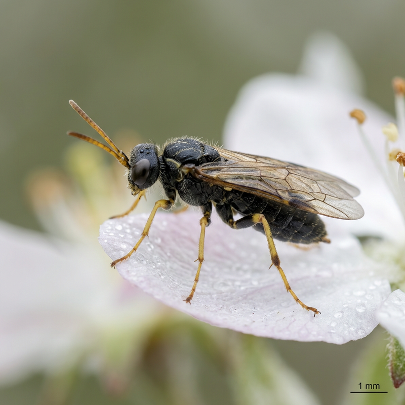 Apfelsägewespe (Hoplocampa testudinea), KI-Illustration