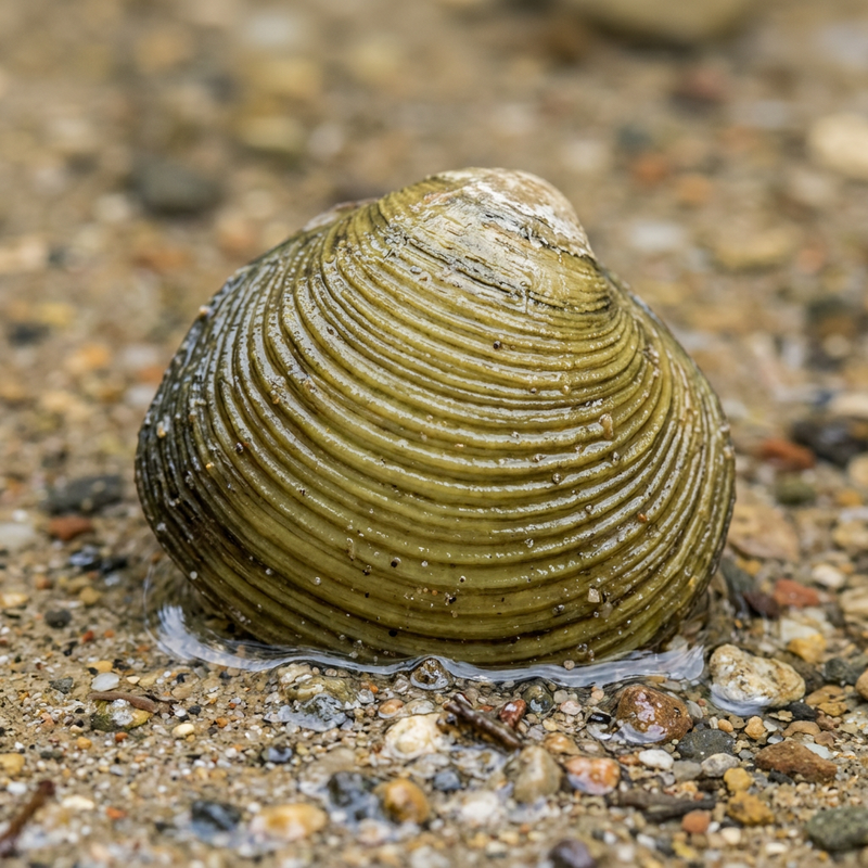Asiatische Körbchenmuschel (Corbicula fluminea), KI-Illustration