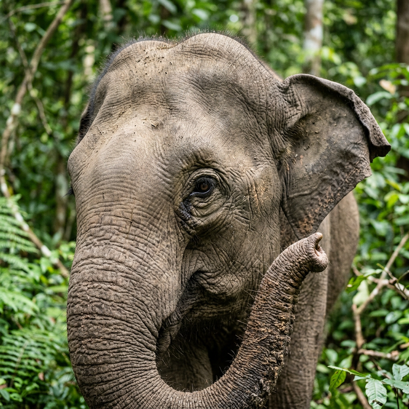 Asiatischer Elefant (Elephas maximus), KI-Illustration
