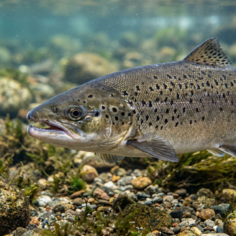 Atlantischer Lachs (Salmo salar), KI-Illustration