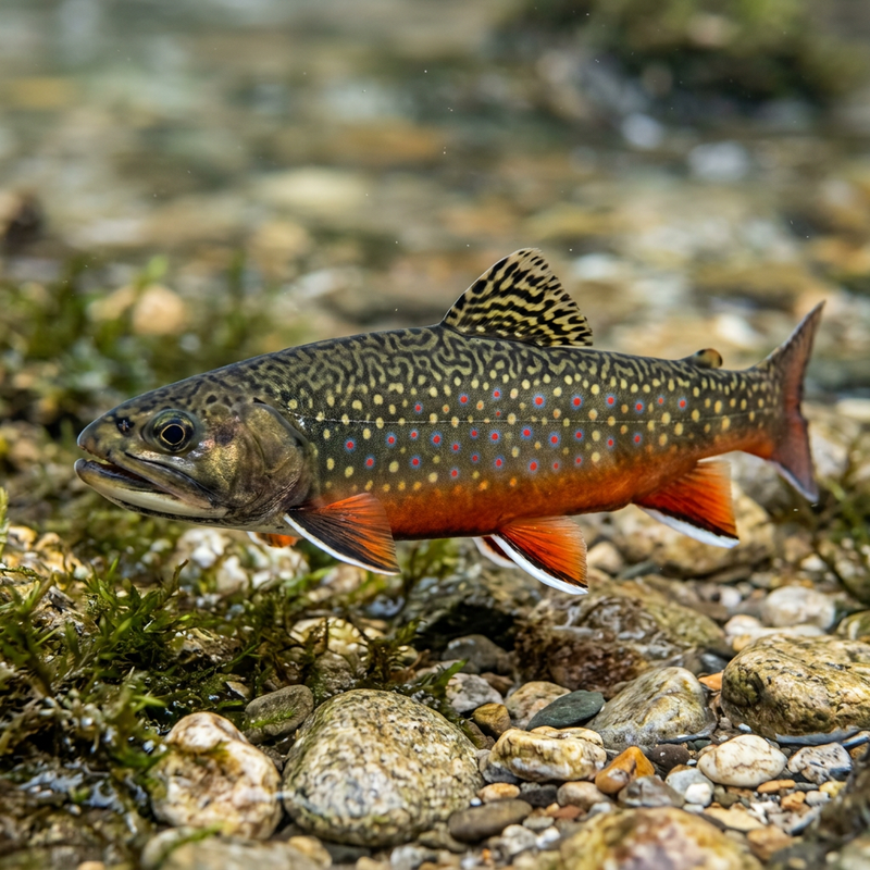 Bachsaibling (Salvelinus fontinalis), KI-Illustration