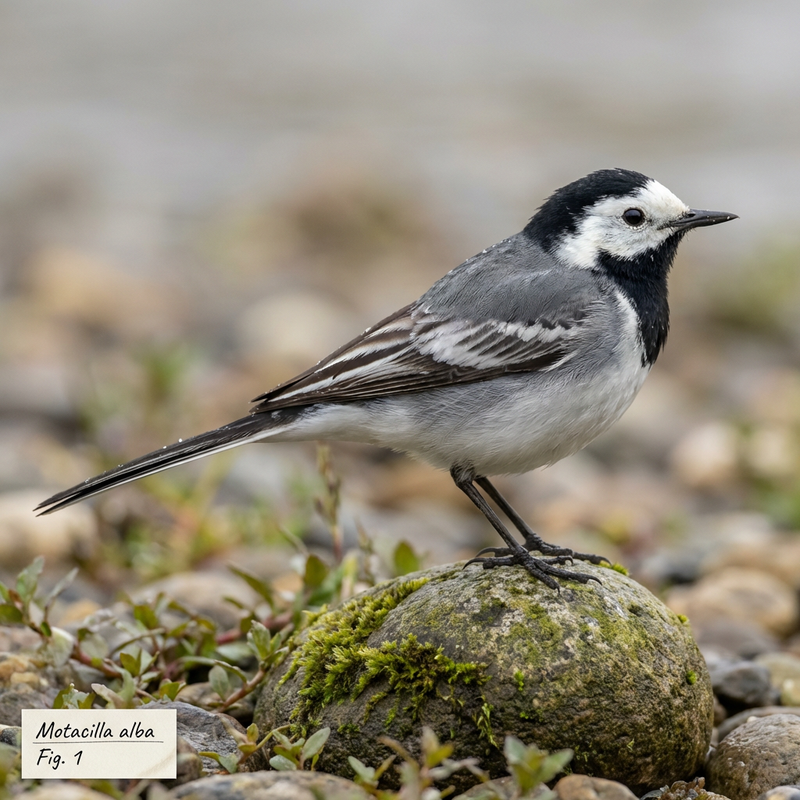 Bachstelze (Motacilla alba), KI-Illustration