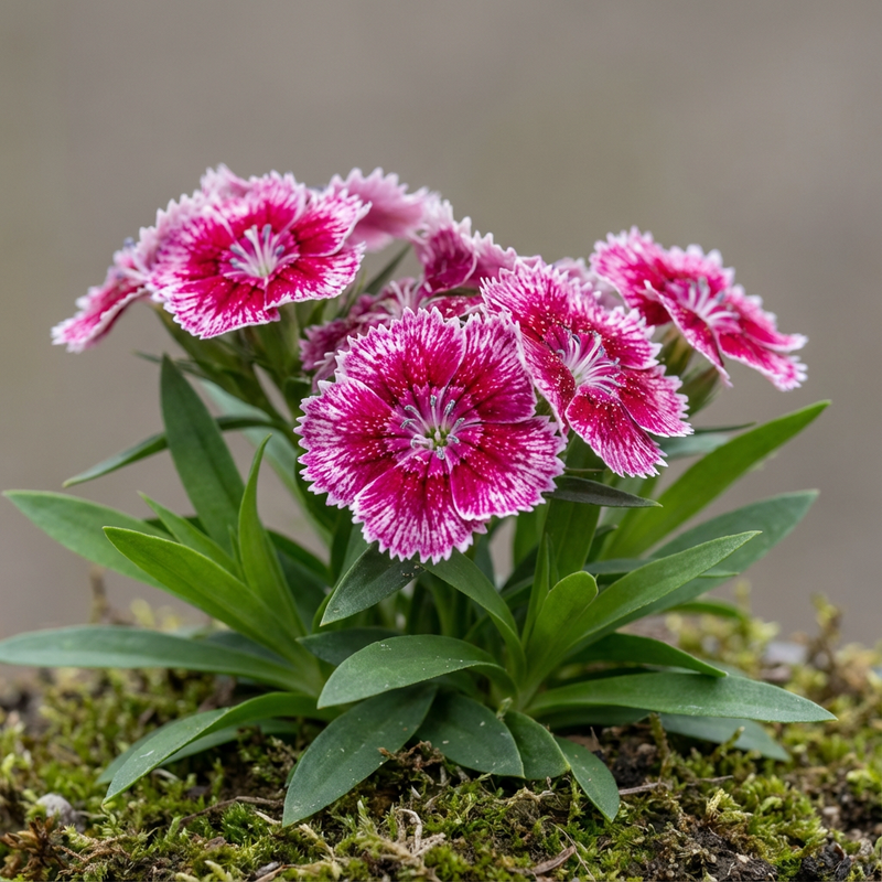 Bartnelken (Dianthus barbatus), KI-Illustration