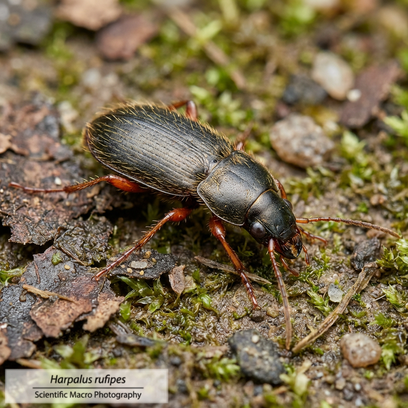 Behaarter Schnellläufer (Harpalus rufipes), KI-Illustration