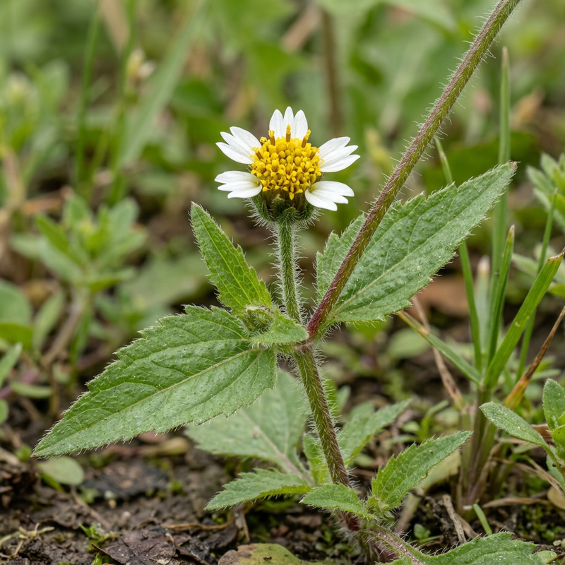 Behaartes Knopfkraut (Galinsoga quadriradiata), KI-Illustration