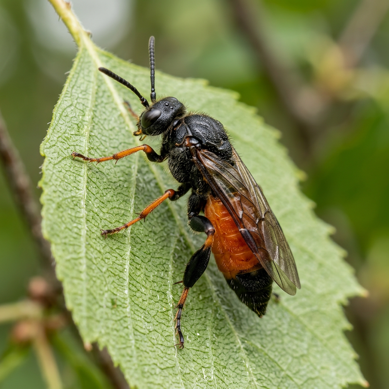 Birkenblattwespe (Craesus septentrionalis), KI-Illustration