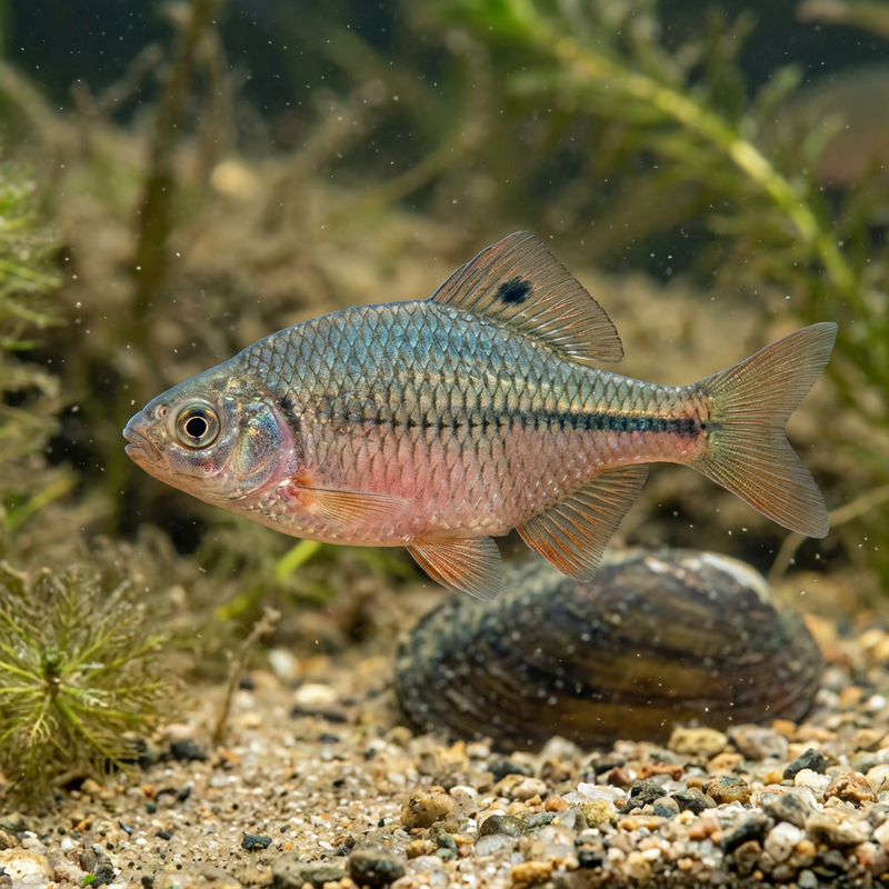 Bitterling (Rhodeus amarus), KI-Illustration
