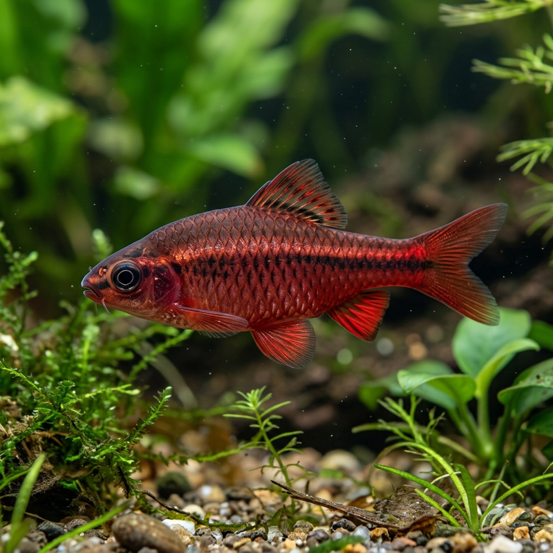 Bitterlingsbarbe (Puntius titteya), KI-Illustration