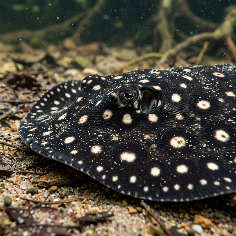 Black Diamond Stechrochen (Potamotrygon leopoldi), KI-Illustration