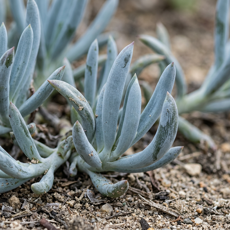 Blaue Chalksticks (Curio repens), KI-Illustration