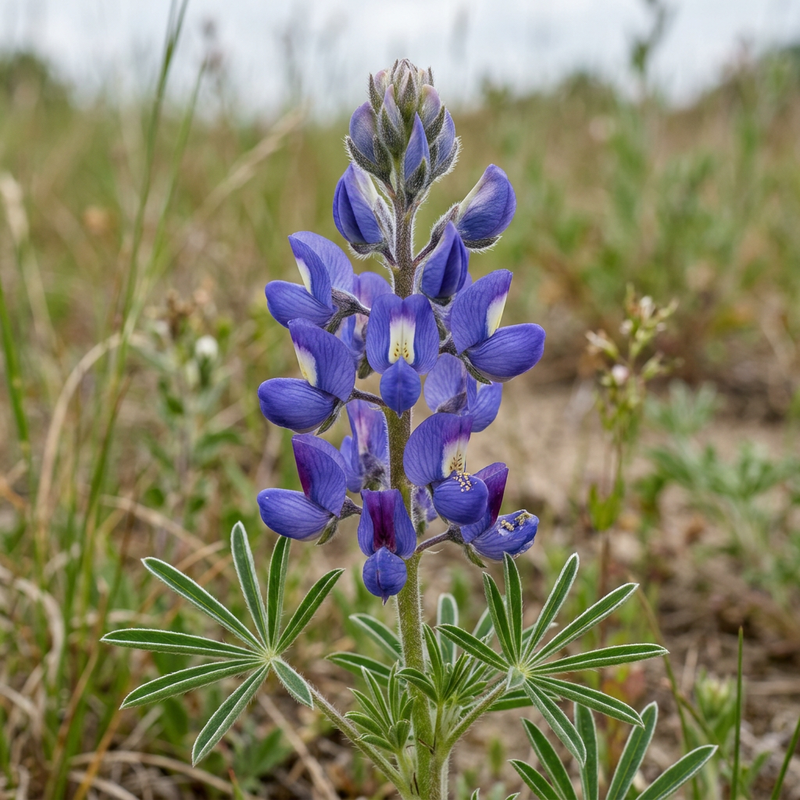 Blaue Lupine (Lupinus angustifolius), KI-Illustration
