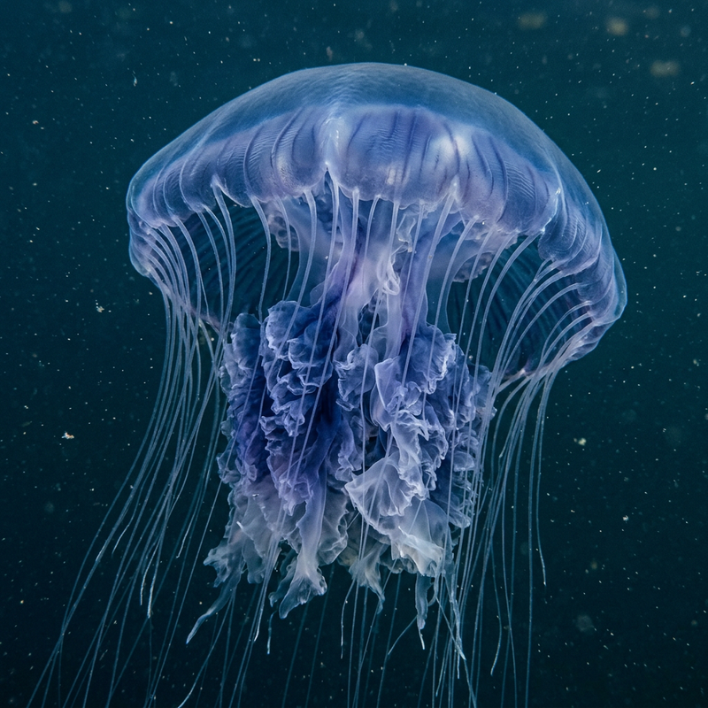 Blaue Nesselqualle (Cyanea lamarckii), KI-Illustration