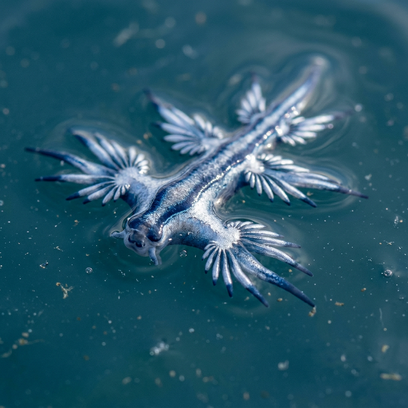 Blaue Ozeanschnecke (Glaucus atlanticus), KI-Illustration
