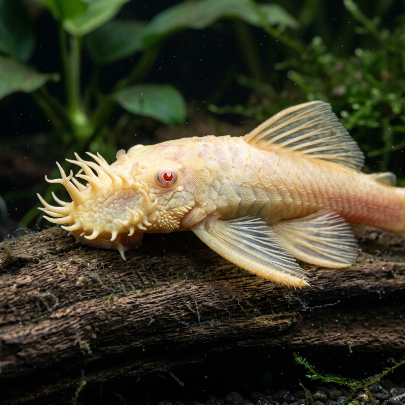 Blauer Antennenwels (Albino-Zuchtform) (Ancistrus), KI-Illustration