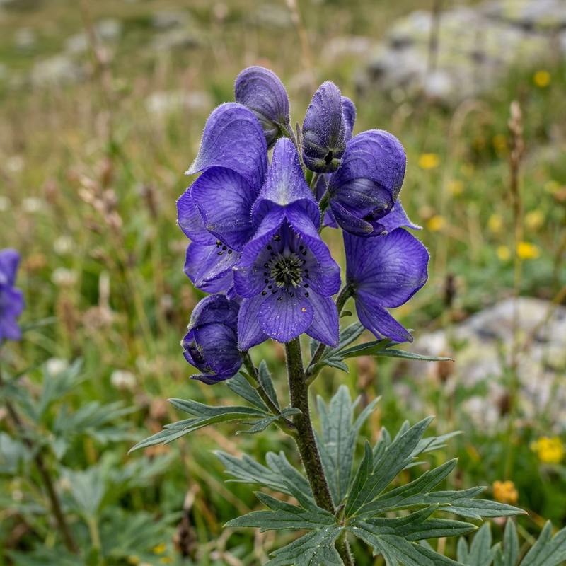 Blauer Eisenhut (Aconitum napellus), KI-Illustration