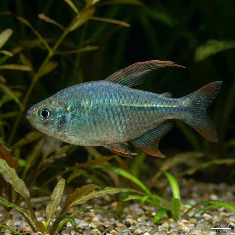 Blauer Kongosalmler (Phenacogrammus interruptus), KI-Illustration