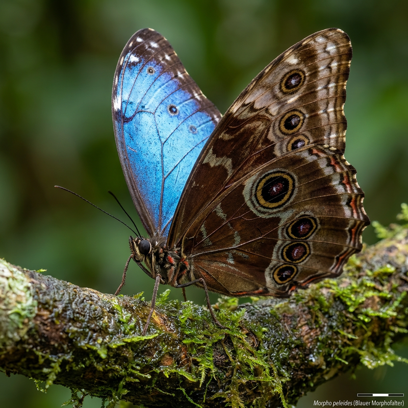 Blauer Morphofalter (Morpho peleides), KI-Illustration
