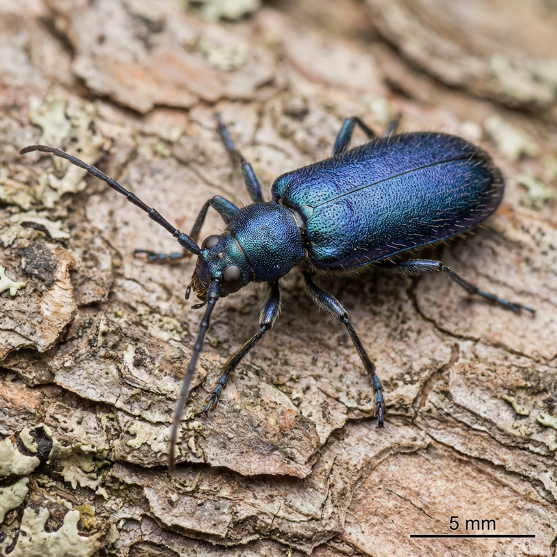 Blauer Scheibenbock (Callidium violaceum), KI-Illustration