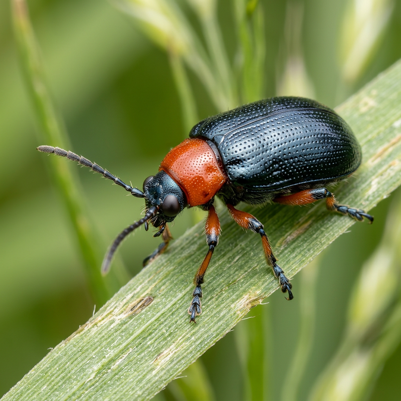 Blaues Getreidehähnchen (Oulema gallaeciana), KI-Illustration