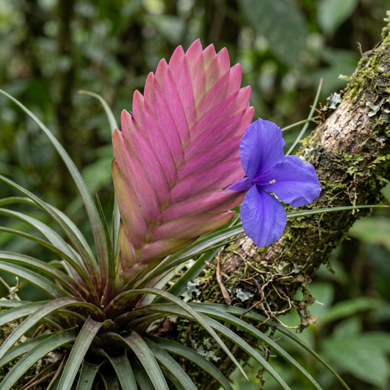 Blaues Tillandsie (Wallisia cyanea), KI-Illustration