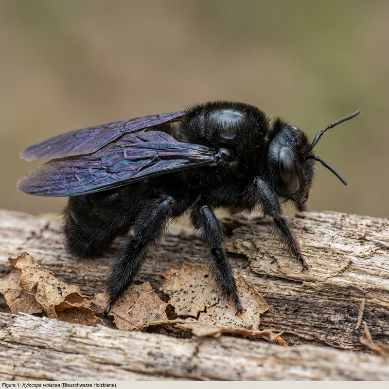 Blauschwarze Holzbiene (Xylocopa violacea), KI-Illustration