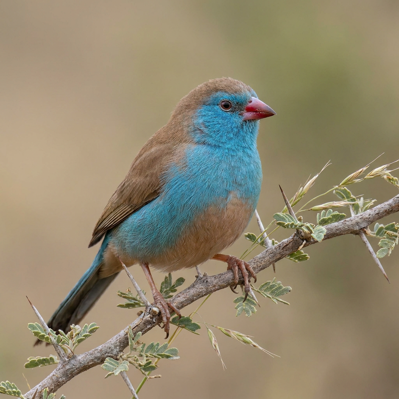 Blauwangen-Schmetterlingsfink (Uraeginthus angolensis), KI-Illustration