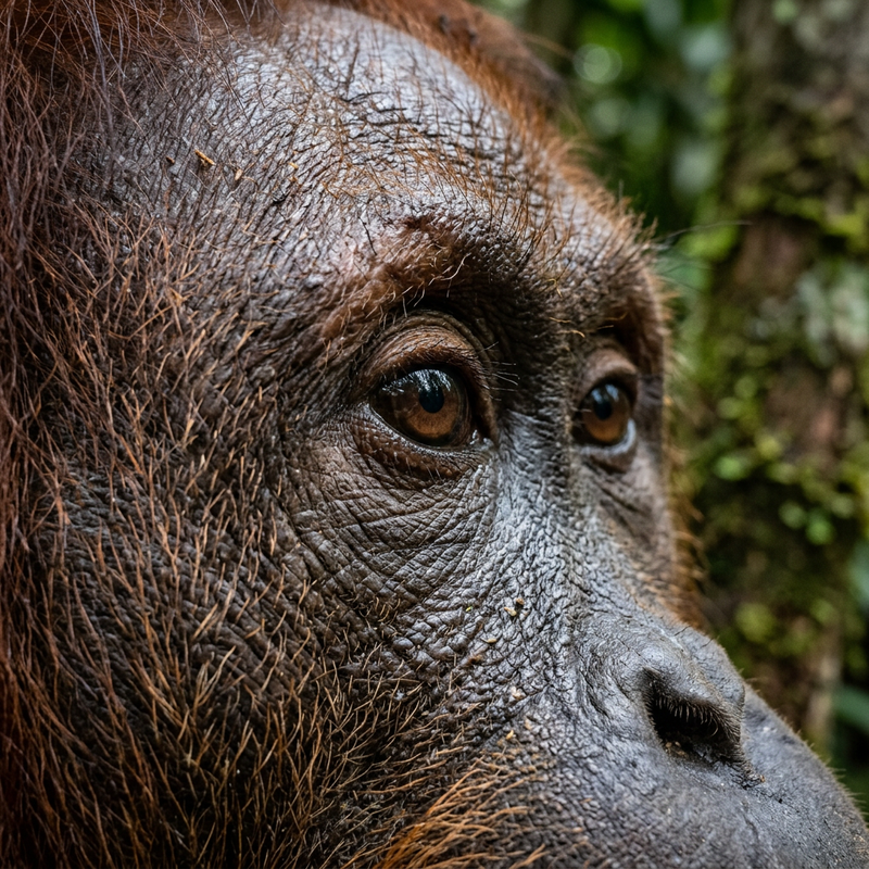 Borneo-Orang-Utan (Pongo pygmaeus), KI-Illustration