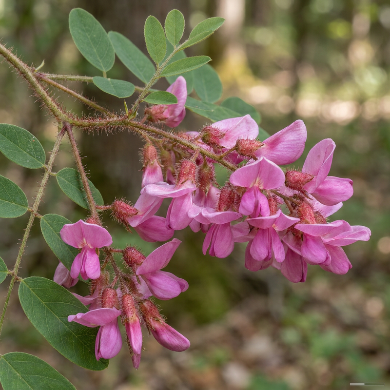 Borstige Robinie (Robinia hispida), KI-Illustration