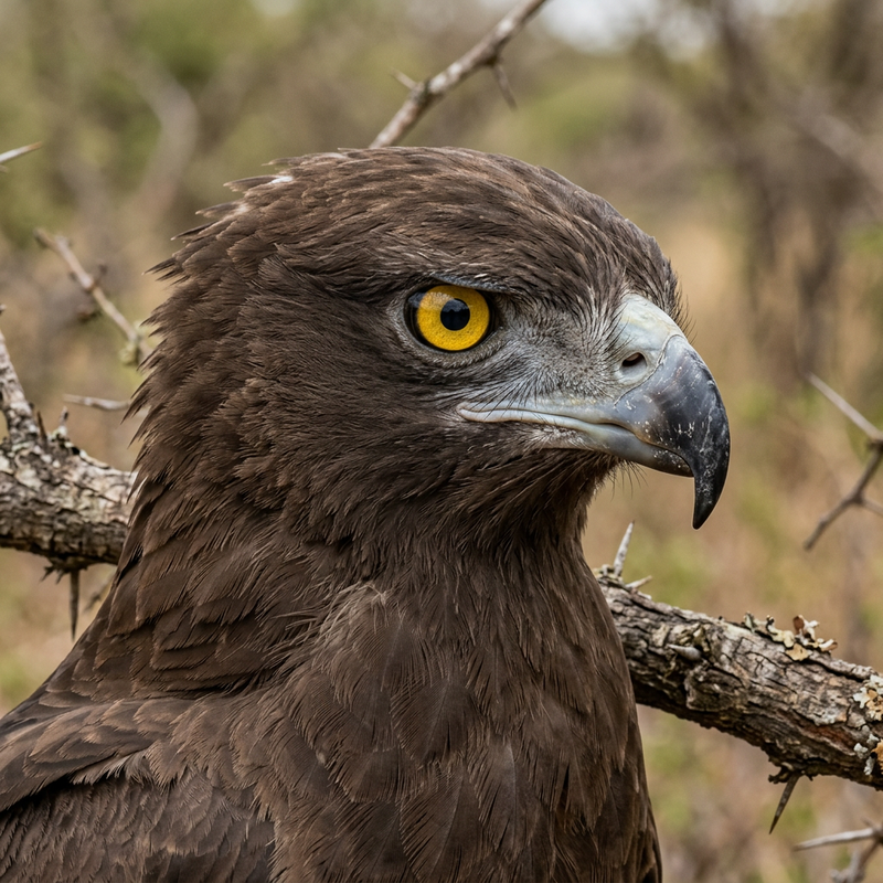 Braun-Schlangenadler (Circaetus cinereus), KI-Illustration