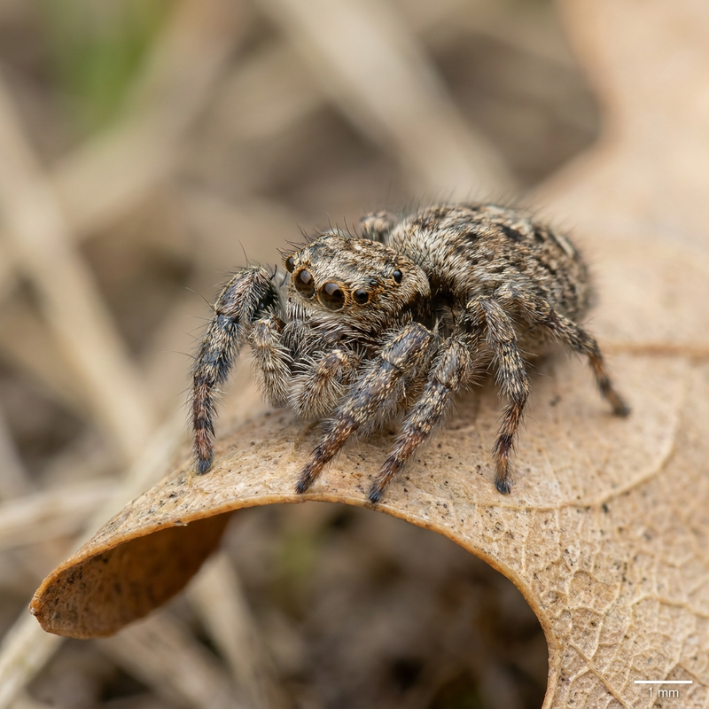 Braune Springspinne (Evarcha arcuata), KI-Illustration