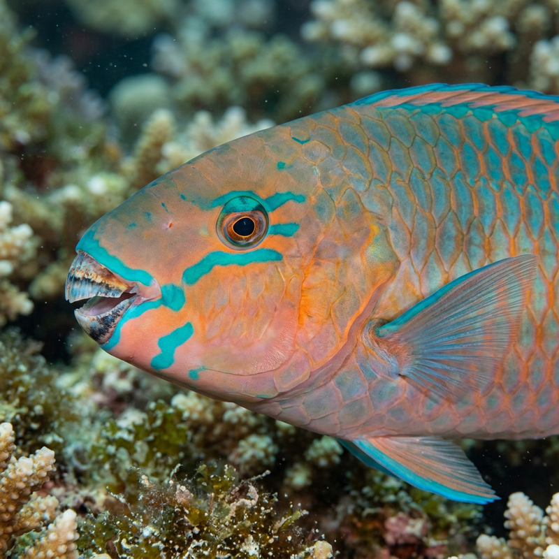 Bridled-Papageifisch (Scarus frenatus), KI-Illustration