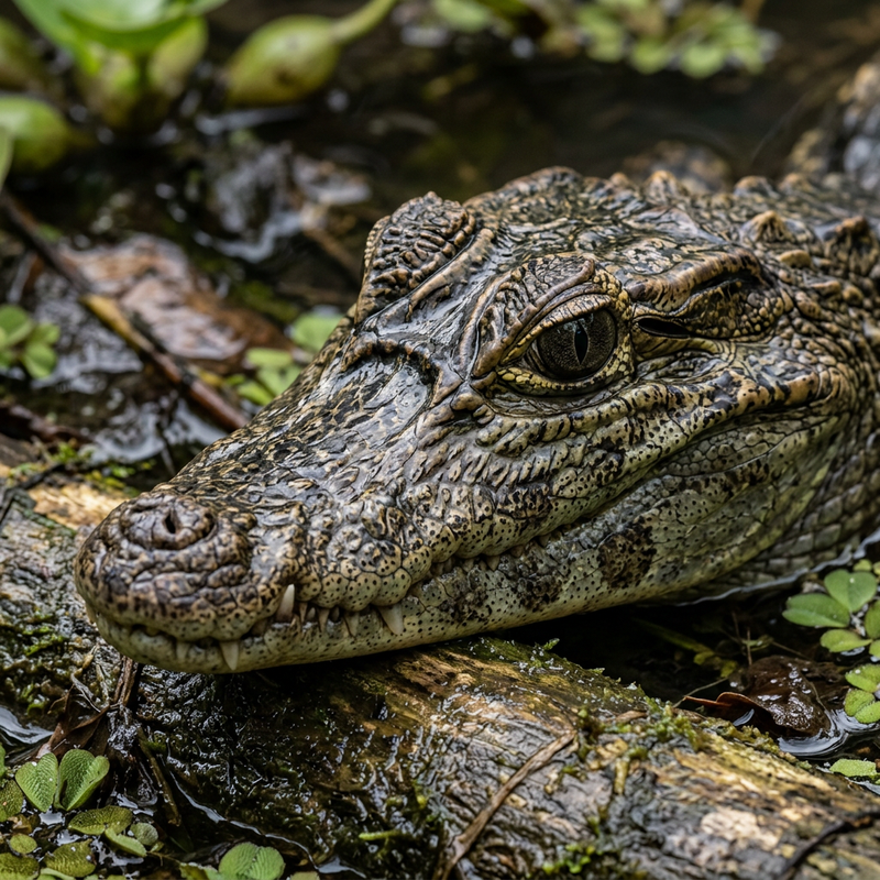 Brillenkaiman (Caiman crocodilus), KI-Illustration