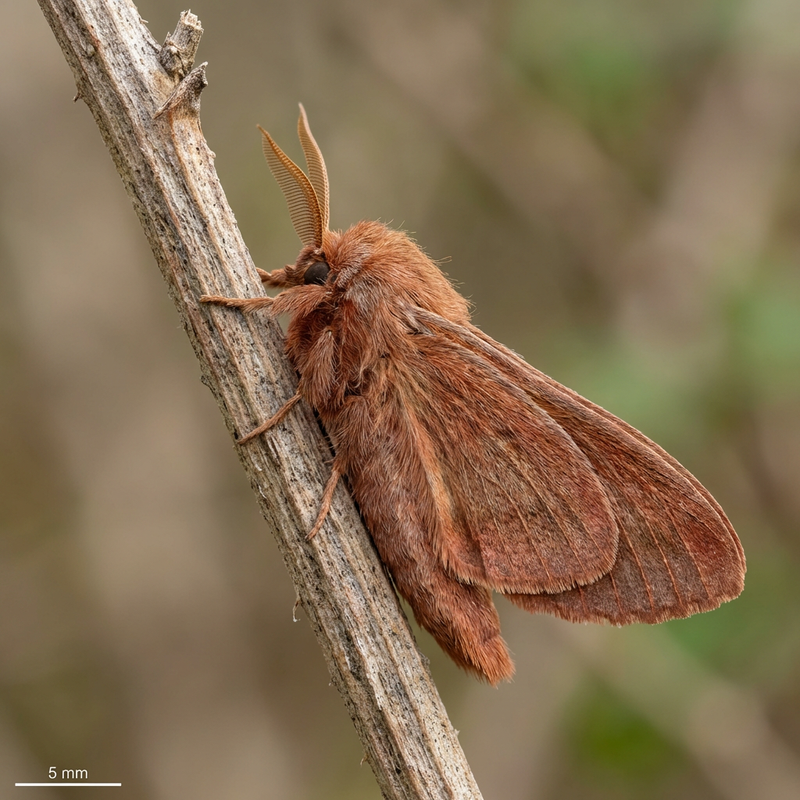 Brombeerspinner (Macrothylacia rubi), KI-Illustration