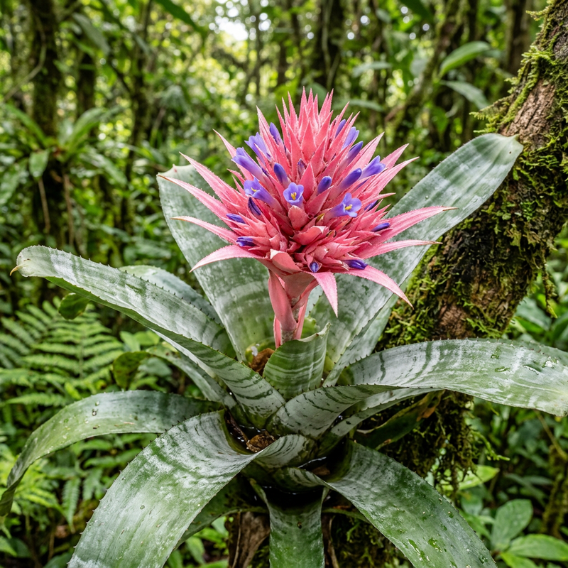 Bromeliengewächse (Bromeliaceae), KI-Illustration