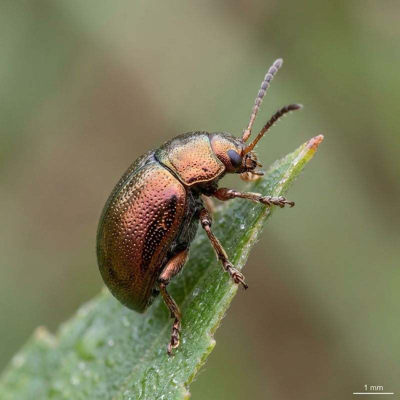 Bronzefarbener Blattkäfer (Chrysolina bankii), KI-Illustration