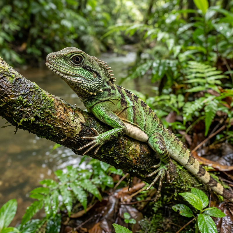 Chinesische Wasseragame (Physignathus cocincinus), KI-Illustration